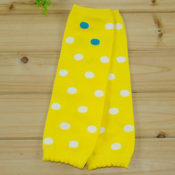 Мягкие гетры для маленьких девочек и мальчиков; хлопковые леггинсы хорошего качества; цветные носки для ползания в горошек и полоску для девочек; 20 стилей - Цвет: yellow white dot