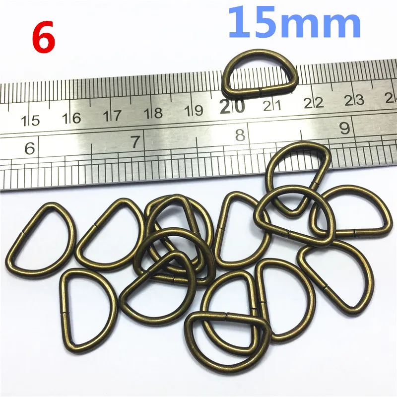 6  15mm  anqitue bronze Dee Rings for NonWelded D ring Non-Welded Nickel Plated D-Rings Webbing Strapping Bags Garment Accessories Buckle