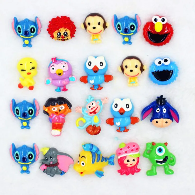 

10 Pcs Kawaii Resin Stitch Sesame Street Accessoires DIY Flat Back Resin Cartoon Character Monkey Girl Boy Party Decor