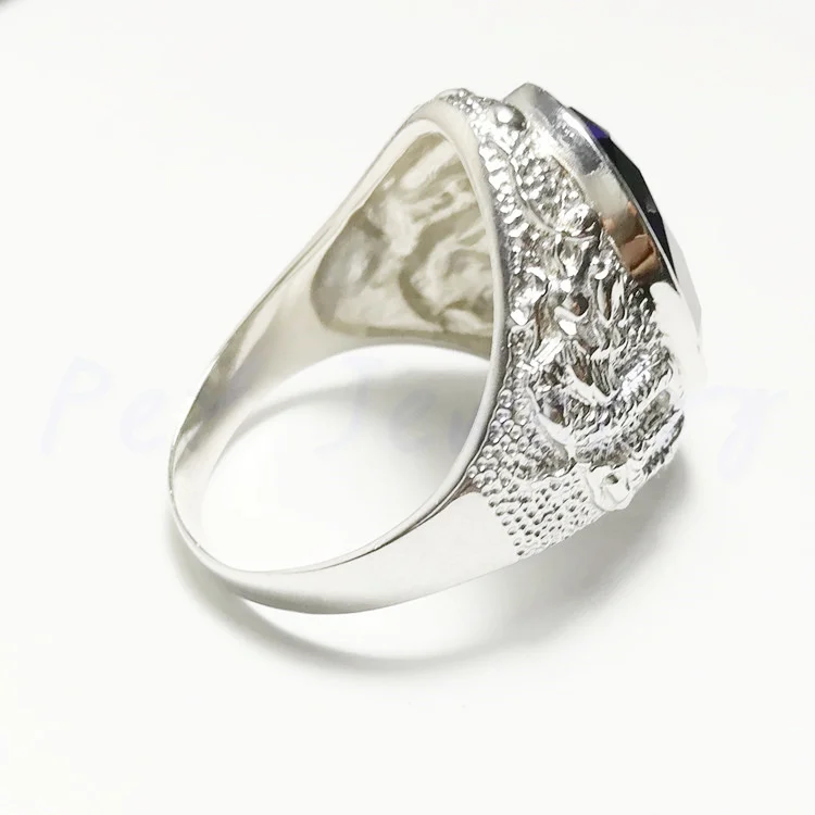 Мужское кольцо с сапфиром 14 каратное большим синим драгоценным камнем ювелирное