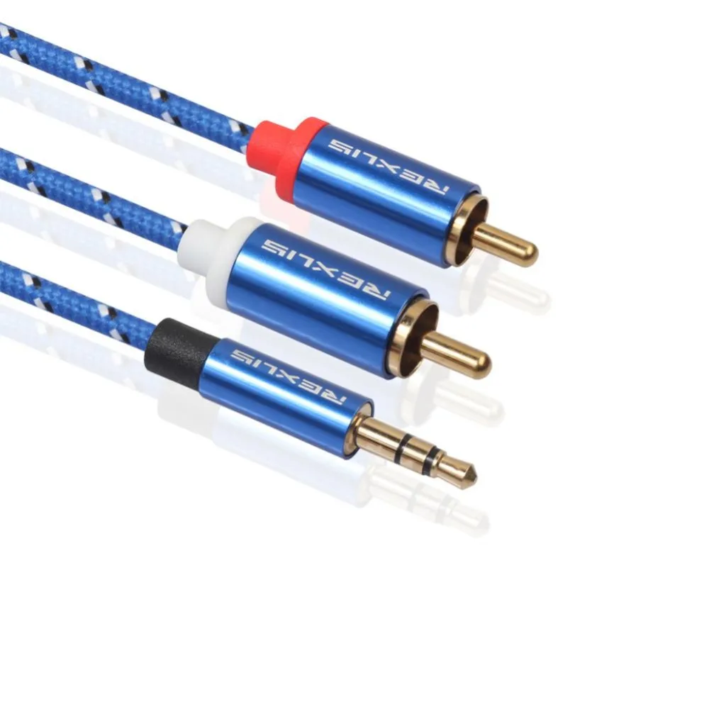 

Hot 10 Meter Stereo Audio Cables Male-Male 3.5mm AUX Jack To 2 RCA Wire Line For Cellphone Laptop MP3 MP4 Speaker Audio Cables