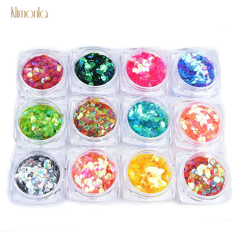 

12 Bottles Nail Glitter Flakes Round Slider Nail Sequins Symphony Holographic Mermaid Slice For UV Gel Nail Art Decoration Tips