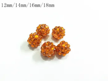 

(Choose Size First) 12mm/14mm/16mm/18mm Bright Clear Orange Resin Rhinestone Beads