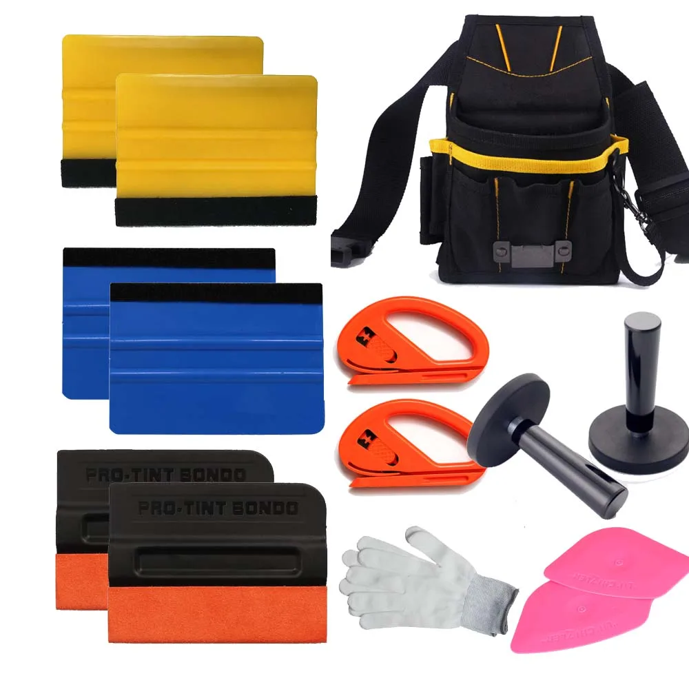 Car Wrapping Installation Tools Kit Vinyl Wrap Bag Squeegee Razor Glove