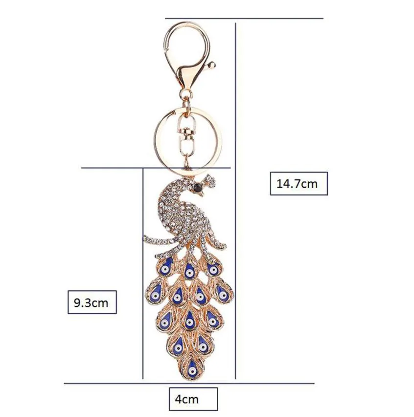 Starry-Styling moda Pavo Real Rhinestone llavero colgante del coche llavero mujeres bolsa llaveros nueva llegada delicada