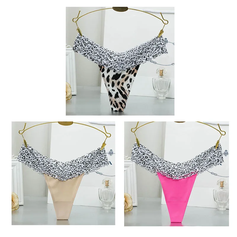 leopard beige rose Новые леопардовые трусы для женщин, сексуальные трусы, милое нижнее белье, женское нижнее белье с низкой посадкой, стринги, стринги для женщин, Т-образная спинка - Цвет: leopard beige rose