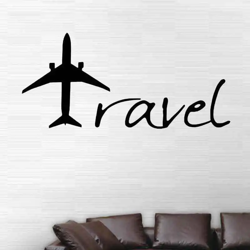 Living Room Decorative Vinyl Wall Stickers Travel With Plane Decals