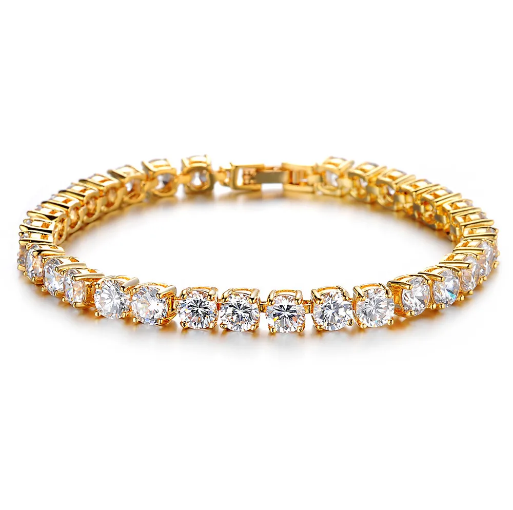

Tooayk Men Hip Hop Bracelets Iced Out Bracelet Shining 1 Row Round Cubic Zirconia Tennis Women's Bling Bling Bracelet Mar30