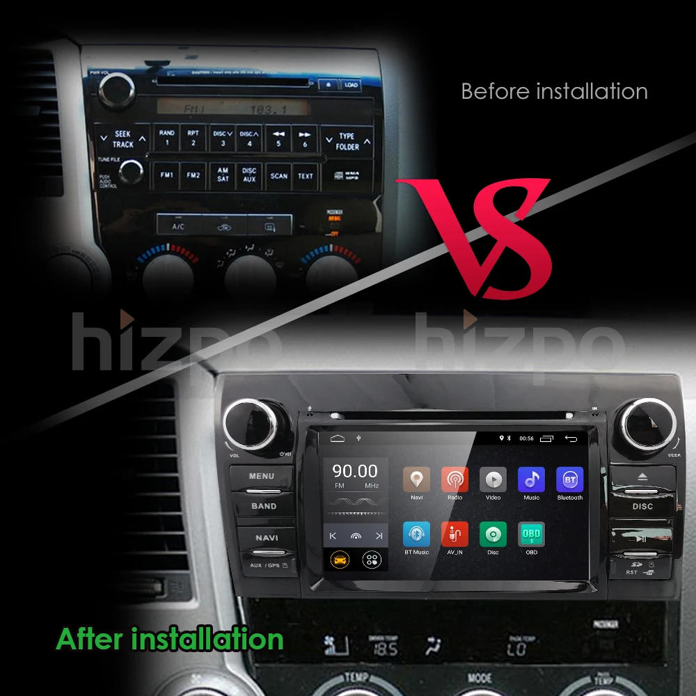 Clearance 7 Inch 2 Din HD 1024x600 Quad Core Android 8.1 Car DVD GPS For Toyota Tundra Sequoia 2008-2013 Stereo Radio 4G WiFi OBD DVR DAB+ 8