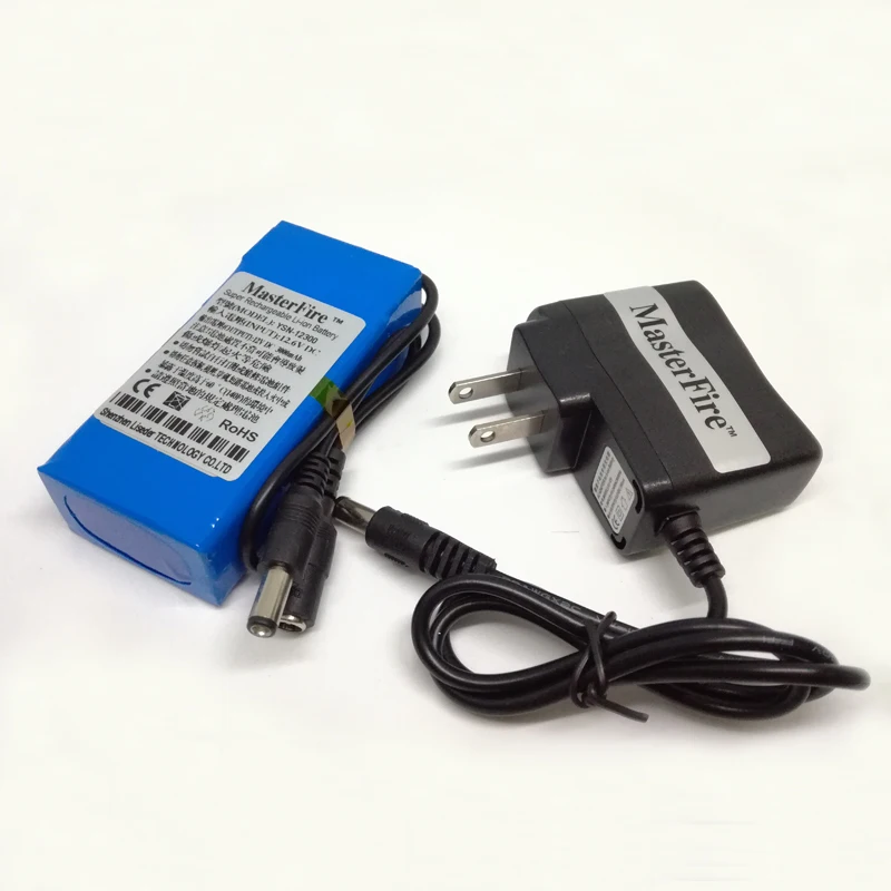 

MasterFire 2set/lot YSN-12300 12V 3000mah Li-ion Super Rechargeable Battery Pack with Plug + Charger For transmitter CCTV camera
