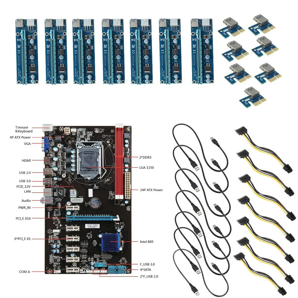New Hot Computer Main Board H81 Motherboard font b RIG b font Ethereum 7pcs Riser Cards