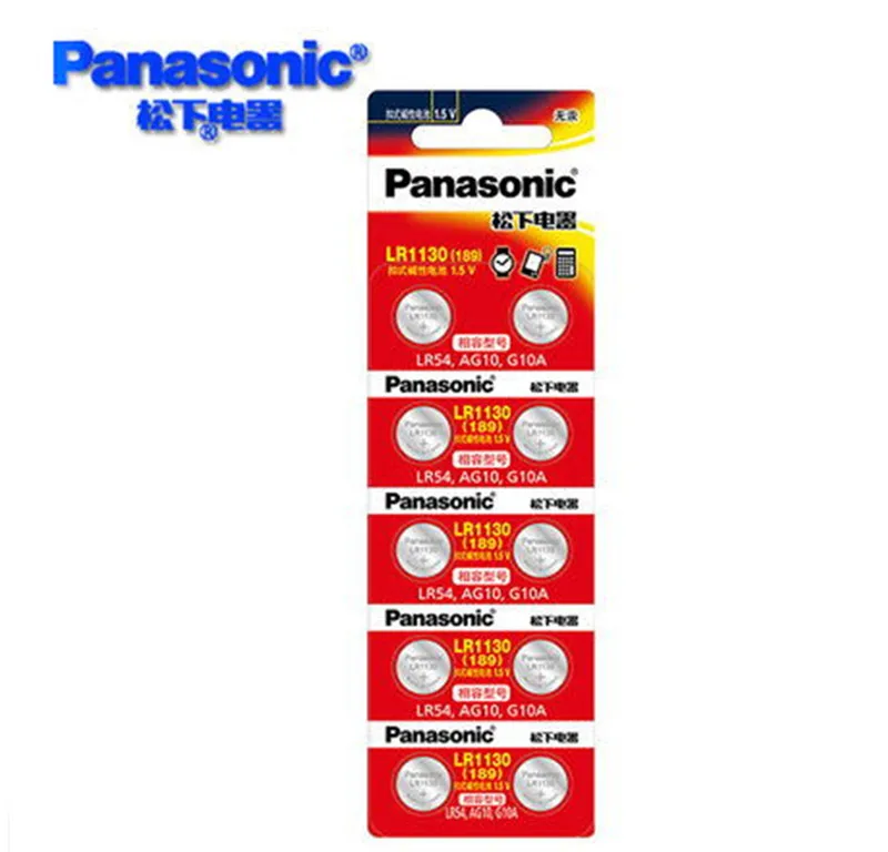 

100X100% Genuine wholesale PANASONIC LR54 189 AG10 L1131 SR1130 G10 V10GA 389 Alkaline Button Cell Coin Battery Free Shipping
