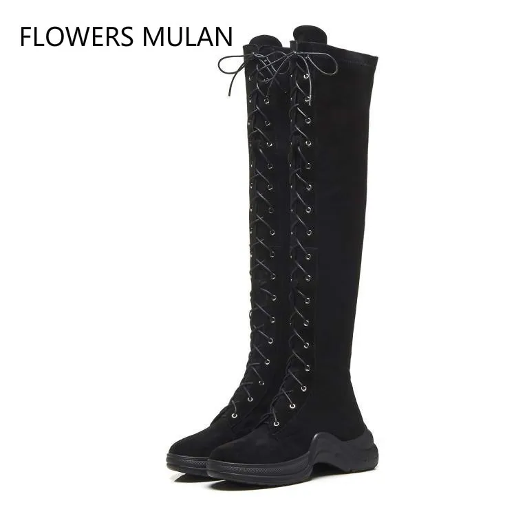 Runde As Botas Huf Seite Show Kreuz Kappe Rom Marke Gebunden Gummi Ferse Zip Berühmte Neue Wildleder Frauen Schuhe Leder 2018 Stiefel Niedrigen Vorderen Schwarz q8wBx6