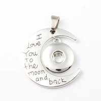 Fashion Ginger Snaps Necklace Jewelry I Love You To The Moon And Back Necklace With 50Cm Chain Fit Mini/Big Snap Button 8pcs 1