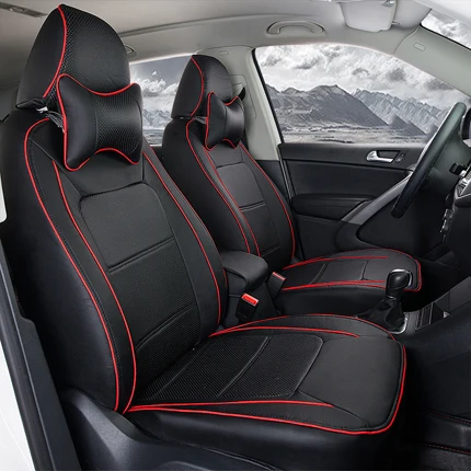 AutoDecorun пользовательские покрывало для автомобильного сиденья для peugeot 308sw автомобильные аксессуары Чехлы комплект Искусственная кожа подушки для автомобилей подголовник 5 или 7 мест - Название цвета: Black for 7 Seats