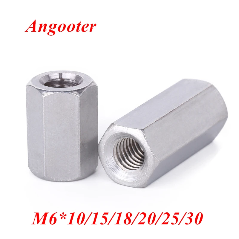 5pcs Coupling Nut M6 Rod coupling Hex nut 304 stainless steel Long Hex