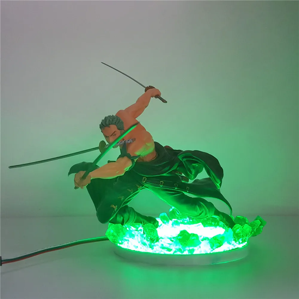 One Piece Anime Roronoa Zoro Figure PVC Model Green Effect DIY Night Light Sanzen Sekai Three Thousand Worlds Zoro Action Figure