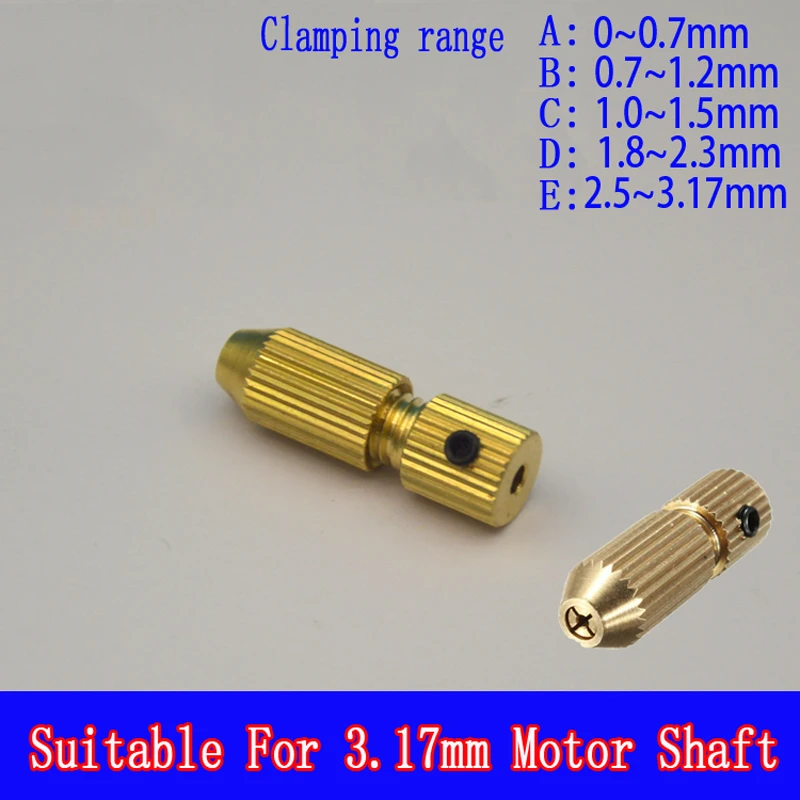 

Mini Small Chuck Suitable for 3.17mm motor shaft Brass Electric Clamping range 0 mm-3.17mm Drill Micro Drill Bit Clamp Fixture