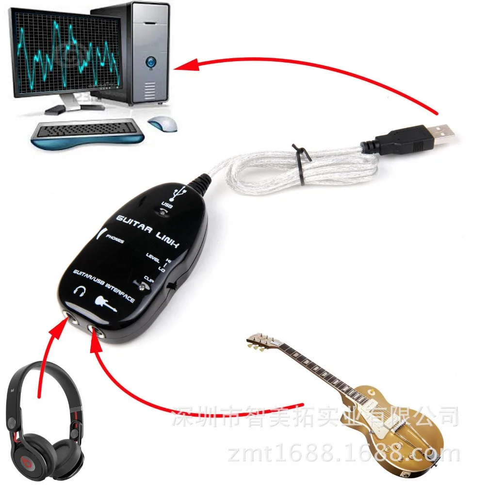 Новинка 2018 г. USB кабель для гитары подключения электрогитары к интерфейсу ПК Mac