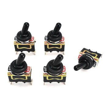 

5pcs Metal Heavy Duty Rocker Toggle Switch 2 Pin ON/OFF Waterproof Boot Mayitr Electrical SPST Switches 15A 250V