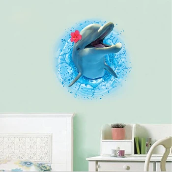 

Stickers Dolphins Wall Sticker 3D Stereo PVC Cartoon Environmental Home Decor Room Decoration Wall Decor