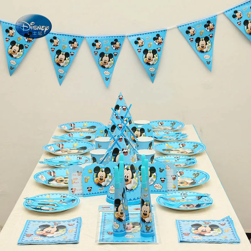 

141 pcs Disney Mickey Mouse theme Tableware Set total kids Children baby Birthday Party Supplies Decorations