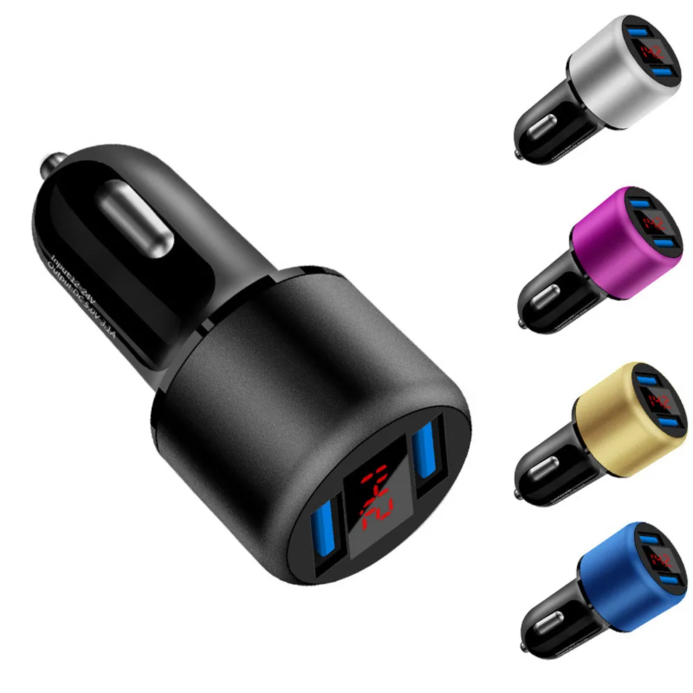 

Car Dual USB Car Charger 2 Port LCD Display 12-24V Cigarette Socket Lighter Adapters 3.0 2.0 for mobile phone for iPhone Samsung