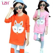 LZH Jeunes Filles Vêtements Ensembles 2017 Automne Hiver Filles Vêtements Ensemble Renard T-Shirt + Pantalon 2 pcs Enfants fille Sport Costume Enfants Vêtements