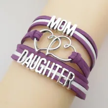 Любовь Мама Дочь Подвеска для браслета в форме сердца дочь подарок кожаные браслеты и браслет для женщин и мужчин ювелирные изделия