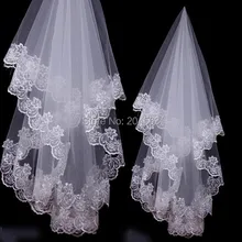 Один-Слои белого цвета или цвета слоновой кости с коротким кружевная свадебная вуаль