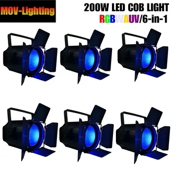 

6PCS LED Par With Barn Doors High Power Aluminium Case Stage Lighting with 200W COB