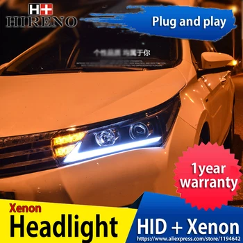 

Hireno Headlamp for 2014-2016 Toyota Corolla Headlight Headlight Assembly LED DRL Angel Lens Double Beam HID Xenon 2pcs