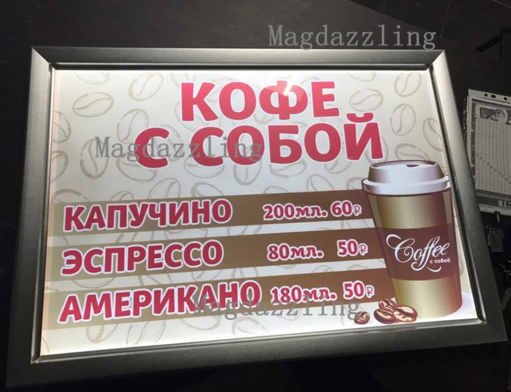Тонкая Алюминиевая световая рамка со светодиодный Ной подсветкой рекламный