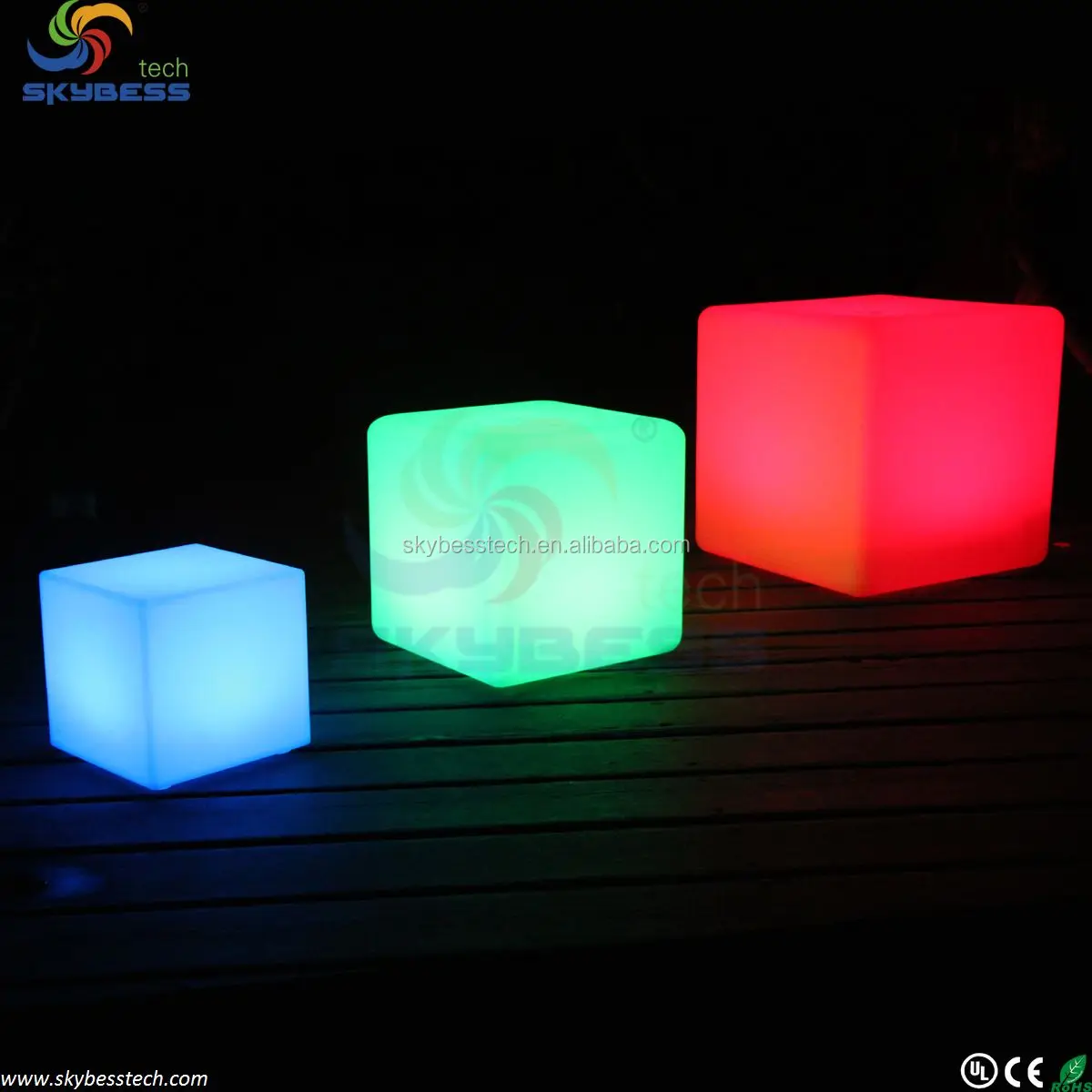 Indoor furniture 16 color changing glowing Cube Stool D10cm Lithium battery free shipping