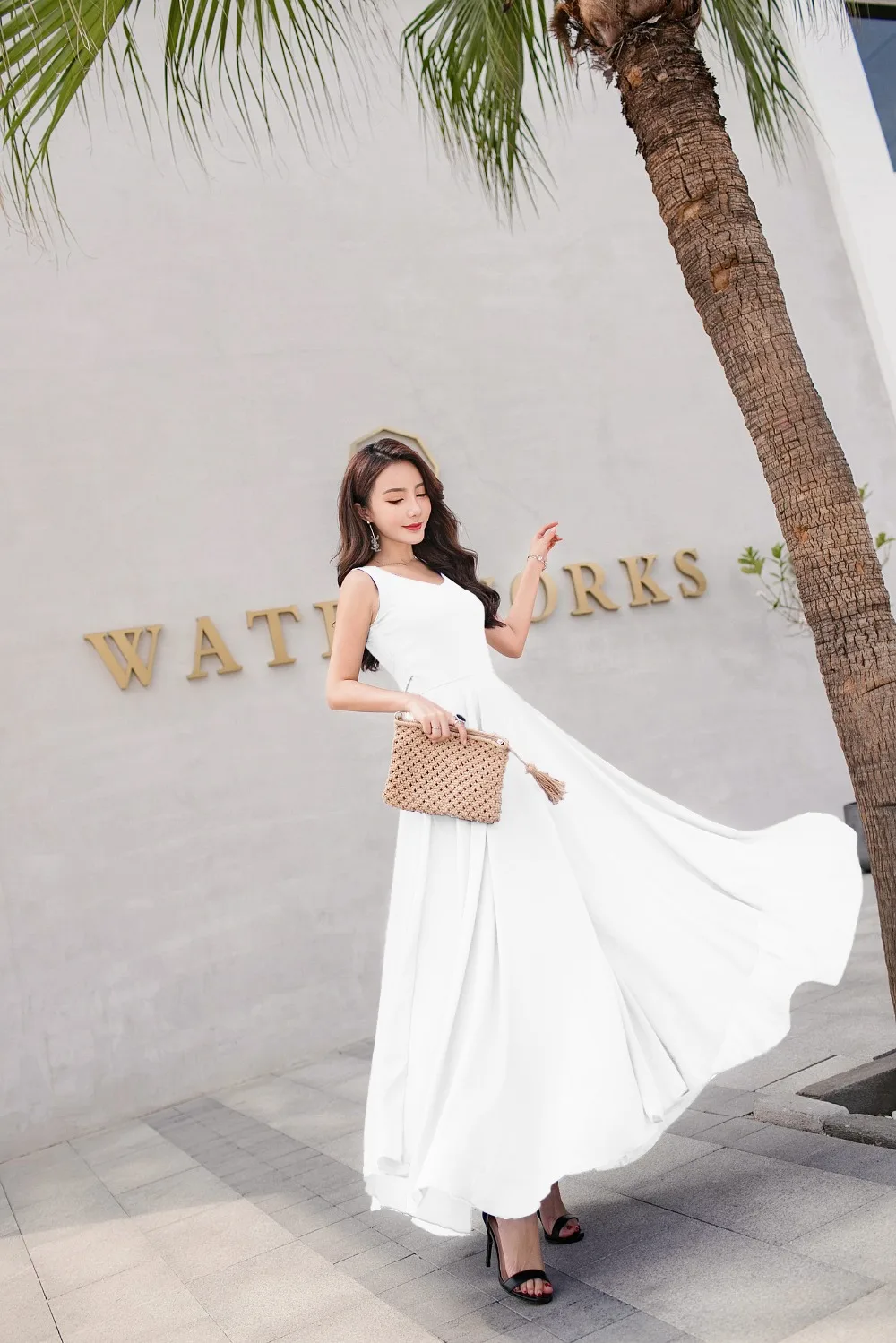 2019 New Summer Beach Dress Women's Fashion Sleeveless V-Beck Red Blue Long Dress Elegant Robes Women's Plus Size 5XL (23)