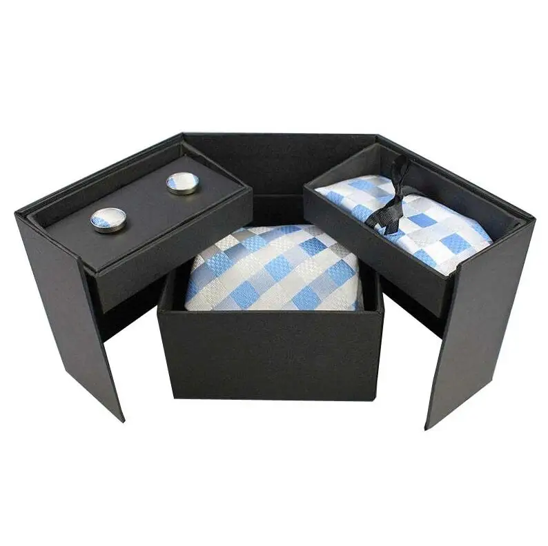 Gusleson 38 стилей галстук набор Hanky запонки с подарочной коробкой жаккардовые галстуки с узором набор для мужчин Свадебная вечеринка много аксессуаров - Цвет: 02
