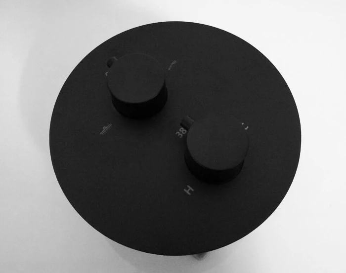 Термостатический латунный матовый черный душевой набор, Ванная кран настенный душевой рычаг Миксер ручной распылитель набор с черной