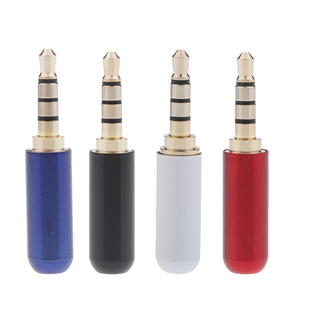 

4 Pole 3.5mm Male Repair headphone Jack Audio Soldering Headset Connector DIY Metal Plated Solder Wire Connector