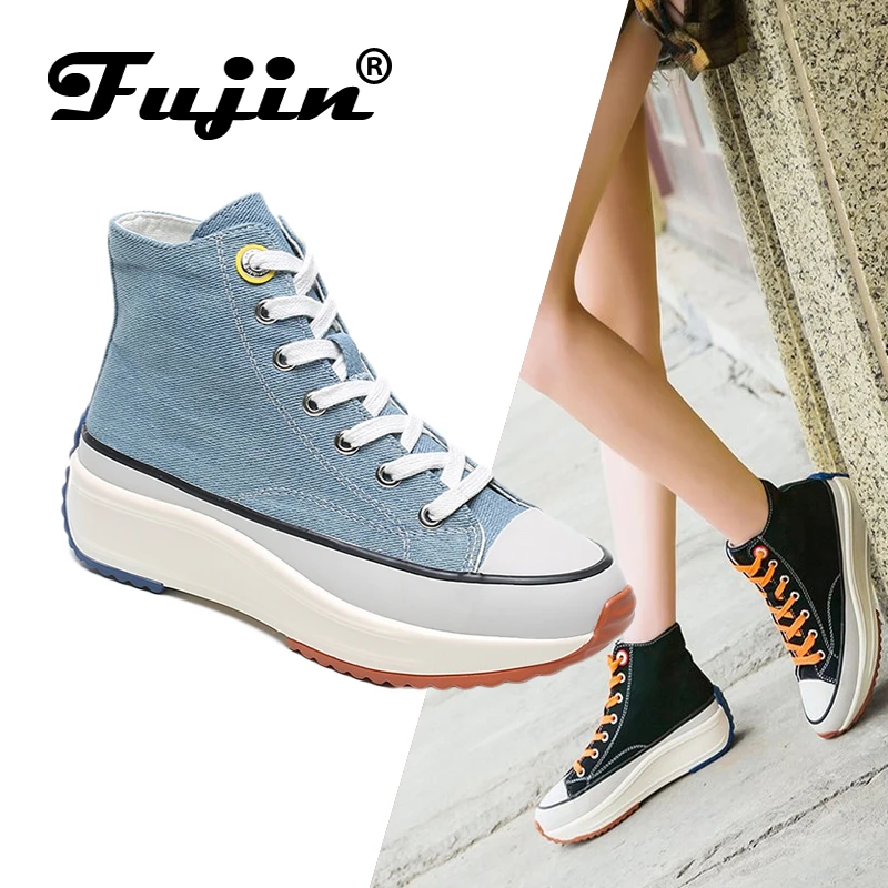 

Fujin Flat Shoes Women Spring and Summer Chic Canvas Shoes Rocking Shoes Dropshipping Female Casual Shoes High Top