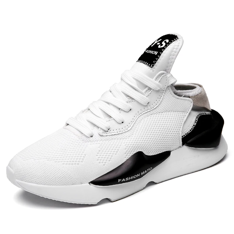 Кроссовки для мужчин; Высококачественная спортивная обувь на шнуровке; удобная трендовая дышащая обувь для бега; брендовая износостойкая женская обувь - Цвет: Белый