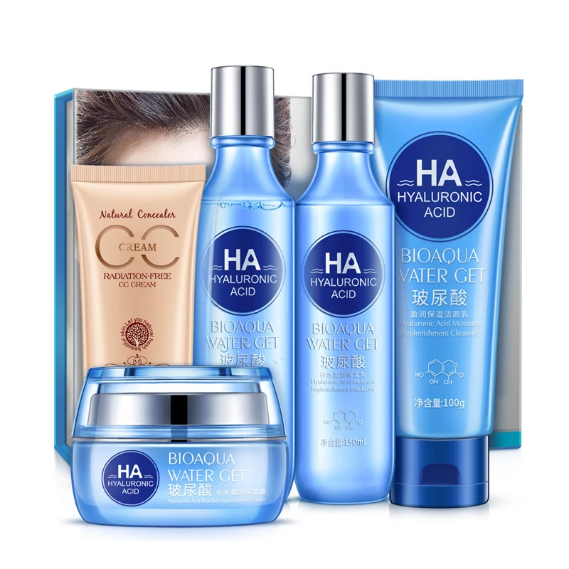 

Bioaqua Skin Care Set Hyaluronic acid Face Cream Facial Cleanser Toner Lotion BB Cream Anti Wrinkle Anti Aging Skin Care Product