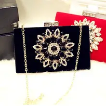 Бархатные красные/черные женские вечерние сумки стразы цветок бриллианты Роскошные вечерние сумки для свадебной вечеринки бриллианты Вечерние