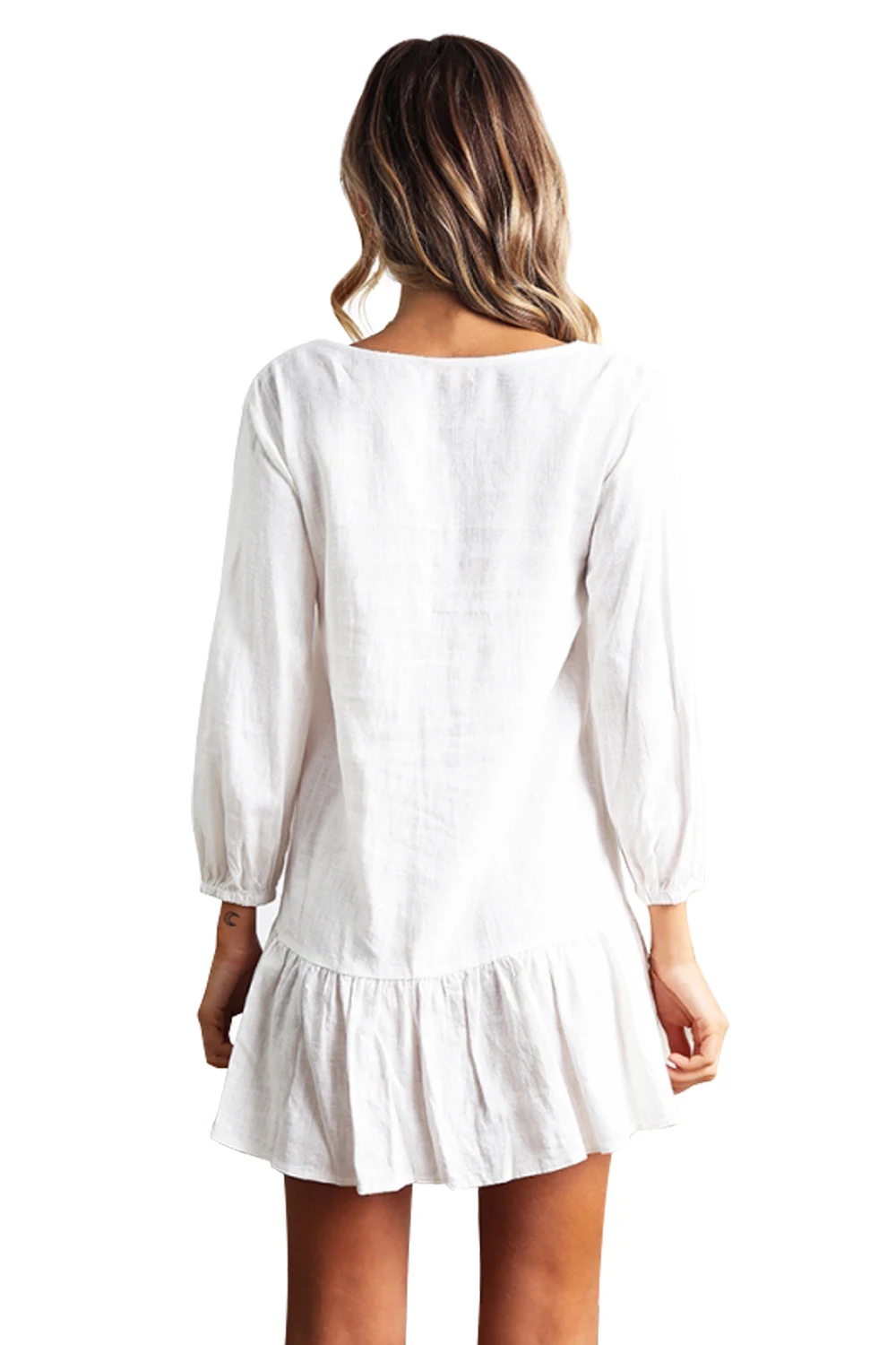 Sleeved-Button-Down-White-Casual-Short-Dress-LC220418-1-2
