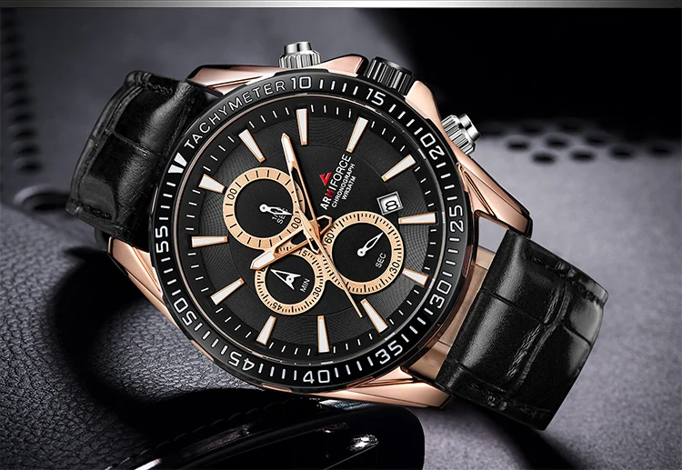 ARMIFORCE новые мужские часы Топ бренд Мужская мода хронограф кварцевые часы мужские из натуральной кожи спортивные часы Relogio Masculino