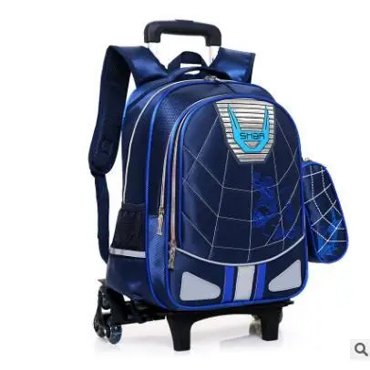 

Student School Trolley Backpack Bag For Boy Boy's School Bag With Wheels Kid's Rolling Luggage Bag Wheeled Backpack For Children