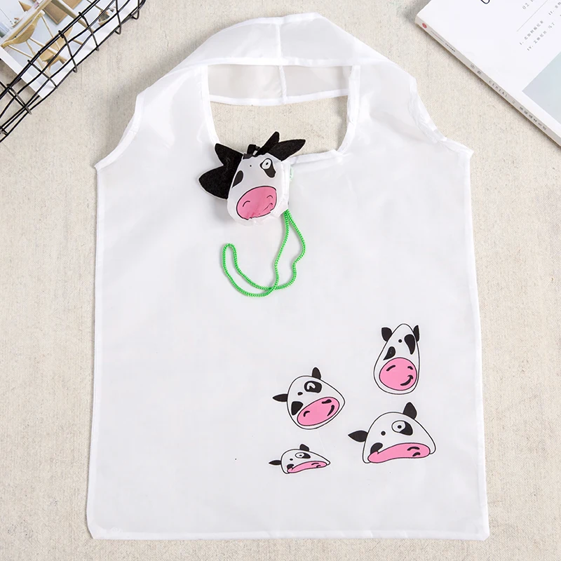 

Little Cow Cute Animal Folding Shopping Bag Eco Friendly Ladies Gift Foldable Reusable Tote Bag Portable Travel Shoulder Bag