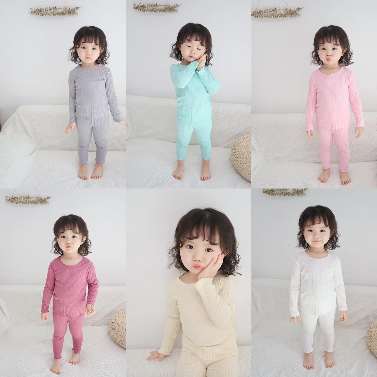 

children pajamas set candy color kid girl clothing birthday pyjamas autumn pijamas 12M 18M 24M 3T 4T 5T 6T 7T 8T 9T 10T fashion