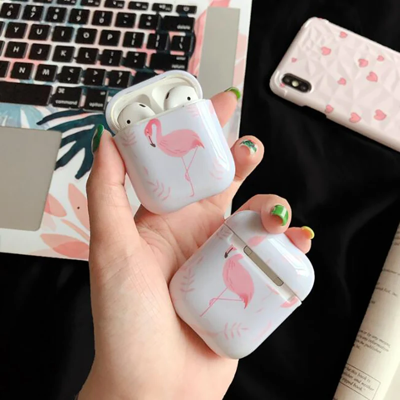 Элегантный Фламинго чехол для Apple Airpods 1,2 беспроводной Bluetooth наушники защитный чехол для Airpods гарнитура Аксессуары# E0