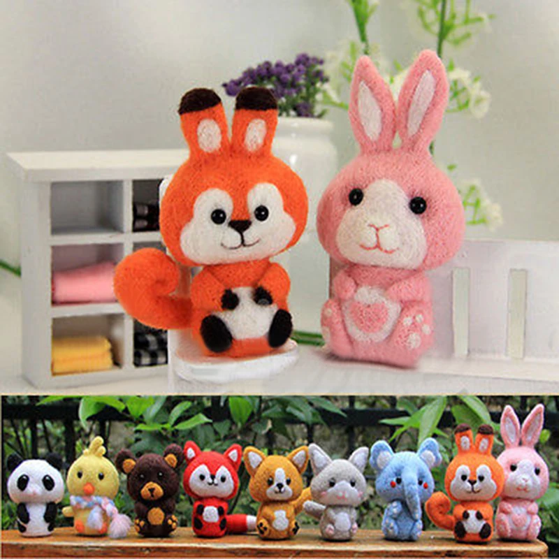 JX-LCLYL New 16 Colors Wool + 9 Needles Felting Handle Mat Set Starter DIY Tool Kit 