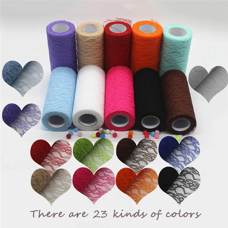 10yards/Roll Tulle Roll Spool Lace 15cm Width, Netting Lace Fabric Ribbon Tutu Skirt Chair Sash Bow Wedding Decorations